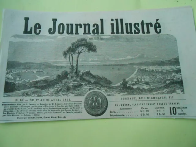 Gravure 1864 - Vue de Nice Frontispice