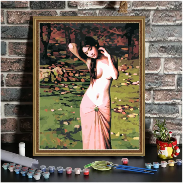 16 x 20 Inch DIY Oil Painting on Canvas Paint by Number Kit Beautiful Women D1N6 2