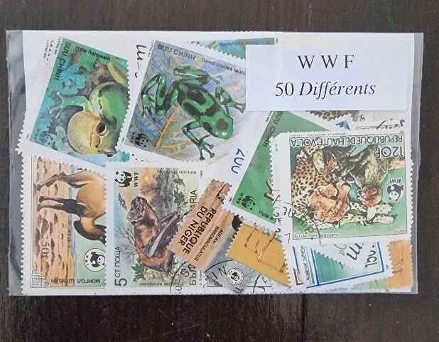 WWF (animaux) lot de 50 timbres poste tous différents