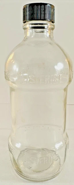 Vintage 1960s Glass Listerine Bottle, Clear, Empty (DD2)
