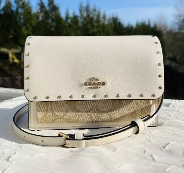 COACH Crossbody In Signature Canvas With Rivets C3326