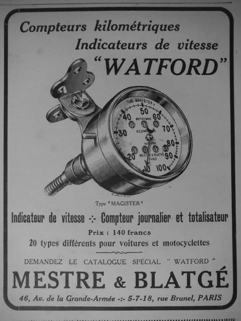 Publicité De Presse 1913 Compteurs Watford Mestre & Blatgé - Advertising