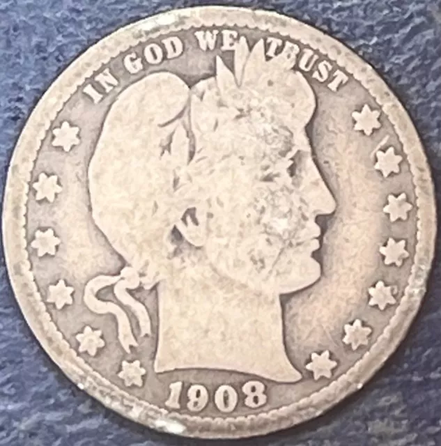1908 Barber Quarter Well Circulated 0221-8