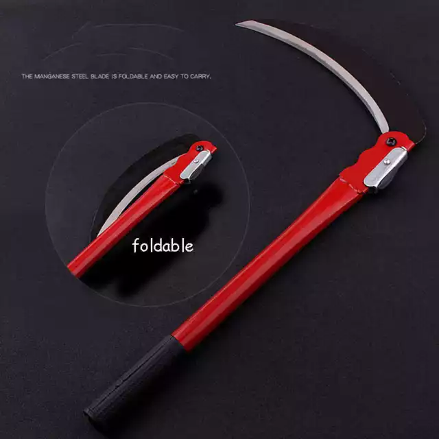 Steel Sickle Scythe Folding Handle Weed Slasher Cut Mowing Sickle Bush Cutter 2