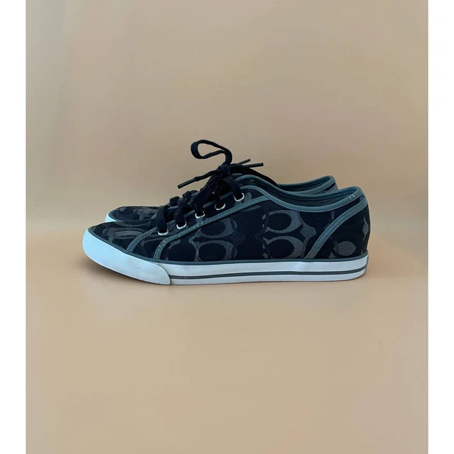 Womens Coach Dee Monogram Round Toe Sneakers Size 9 Gray White