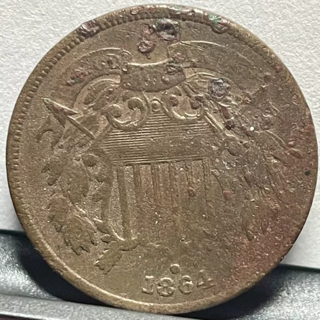 1864 2C Two Cent Piece, Large Motto (79359)