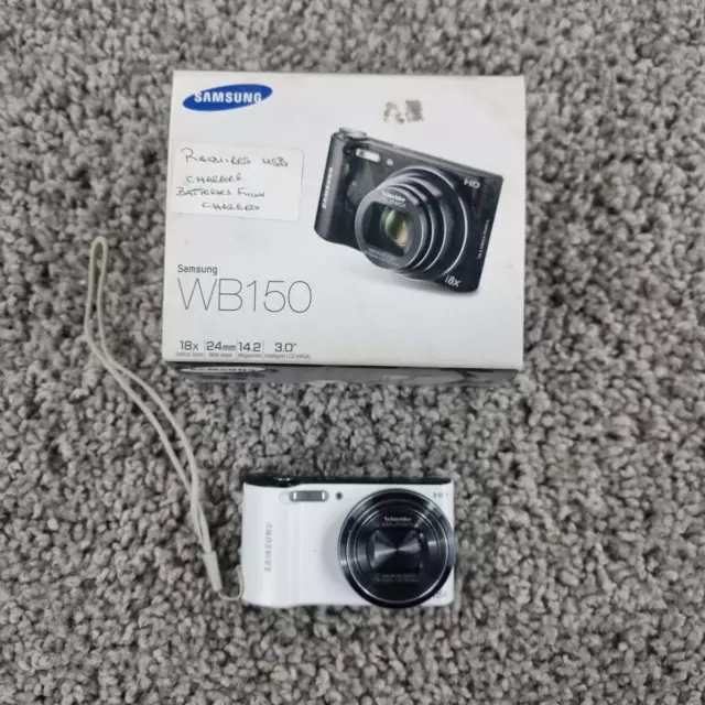 Samsung WB150F 14.2MP Compact Digital Camera White Tested + Memory Card