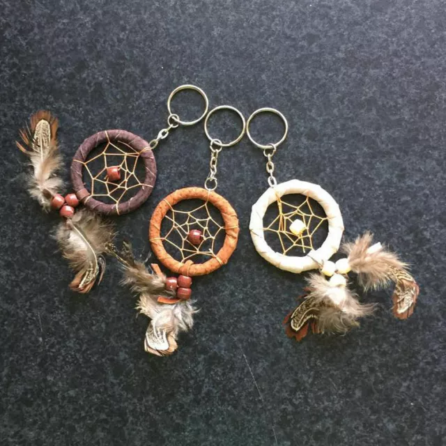 Schlüsselanhänger Traumfänger Dream Catcher Feder Federn Farbwahl Braun Beige