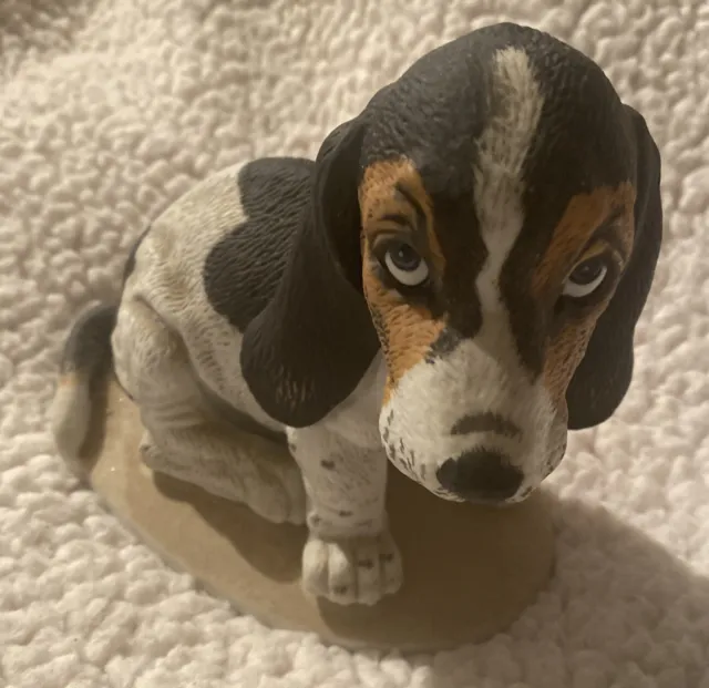 Vintage Homco Masterpiece Basset Hound Dog Porcelain Figurine 1983 Puppy Sad