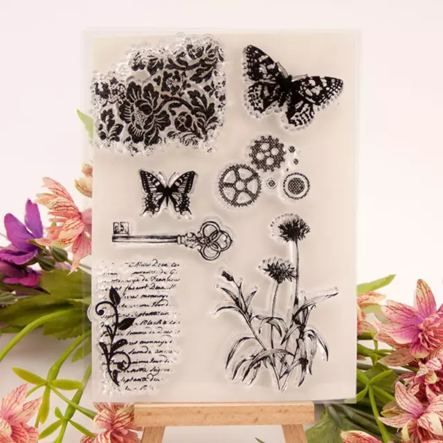 FE# Butterfly Flower Clear Stamp Seal for DIY Scrapbooking Photo Card Making Cra
