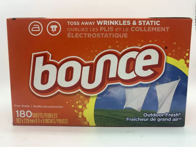Bounce Dryer Sheets, Outdoor Fresh, 180 ct. For Wrinkles & Static