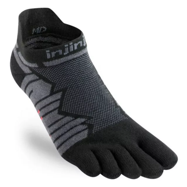 Injinji Ultra Run No-Show Five Finger Running Toe Socks Onyx