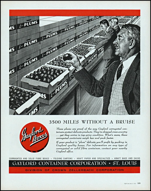 1957 GAYLORD CONTAINER Corp Boxes produce fruit buyers retro art print
