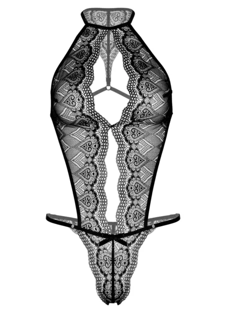 Body in pizzo nero con tanga lingerie erotica donna intimo hot trasparente sexy 2