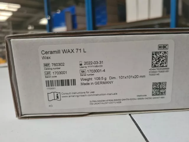 Ceramill WAX 71 L ref 760302 Amann Girrbach  NEUF 2