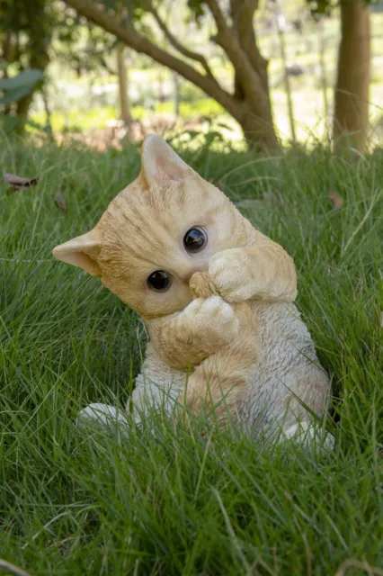 Orange Tabby Cat Playing with Tail--Garden Statue, Garden Decoration, Home Decor