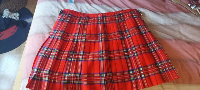 Kilt tartan rosso da uomo, spilla kilt, 20% lana, articolo pesante. Taglia 50