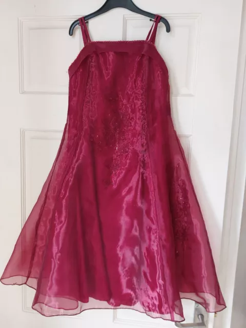 Girls Occasion Party Prom Dress Dark Red Age 7-8 Years