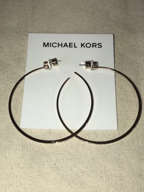 Michael Kors NWT Modern Brilliance Rose Gold Tone & Crystal Hoop Earrings