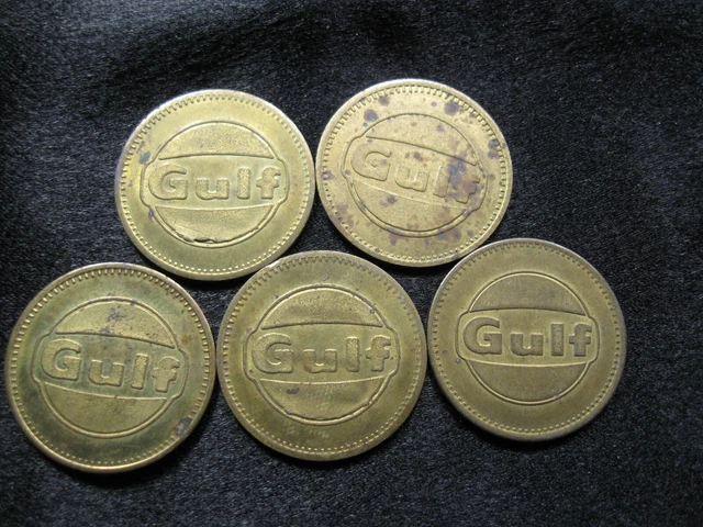 5 Gulf Oil gas station car wash token coin lot (53)