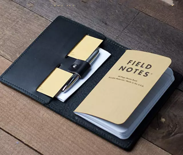notebook book cover jacket slipcase note Holder cow Leather pen bag black W640