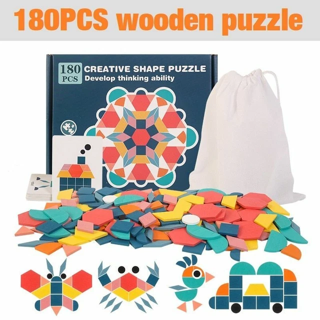 Wooden Animal Puzzle For Kids Montessori Toy Box Creative Shape Materials 180Pcs