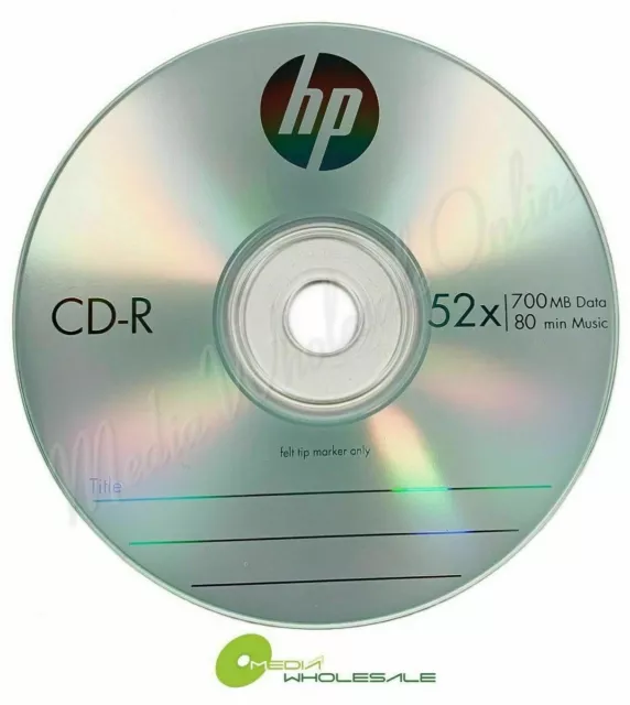 50 HP Blank 52X CD-R CDR Branded Logo 700MB Media Disc 2