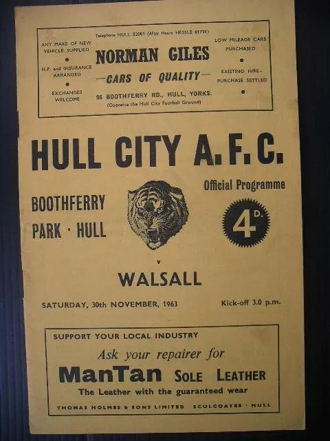 HULL CITY  v  Walsall  63/4.