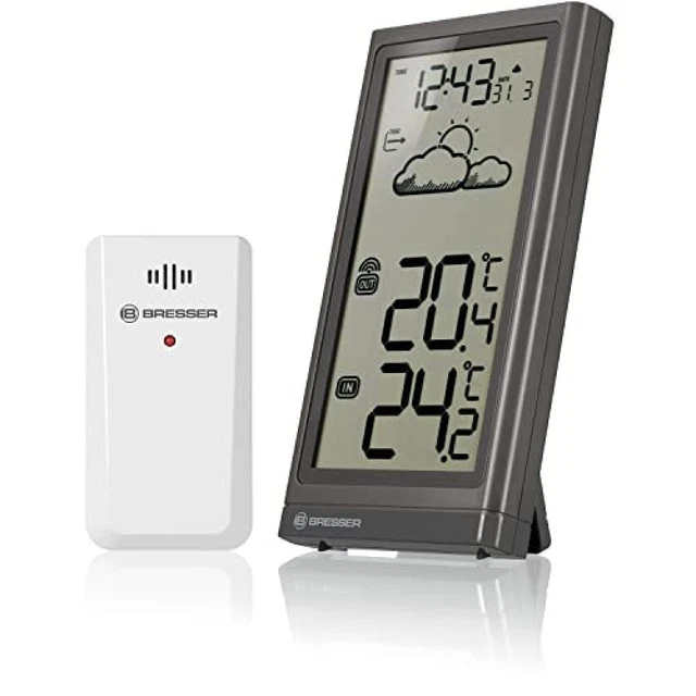 Bresser Meteo Temp - Stazione meteo radio con sensore esterno e display extra-la