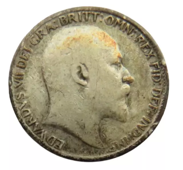 1910 King Edward VII Silver Sixpence Coin - Great Britain