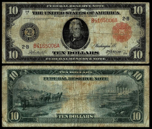 FR.893B 1914 $10 Federal Reserve Red Seal Note  NEW YORK, NY ~  ~ FINE