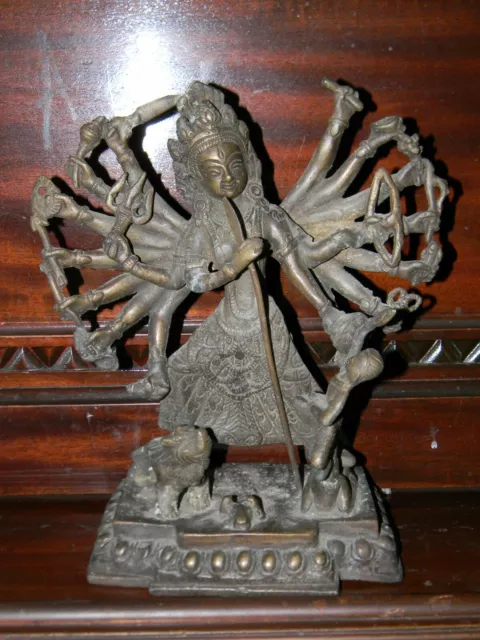 Vintage Metal Sculpture Hindu God Goddess w/ Multiple Arms