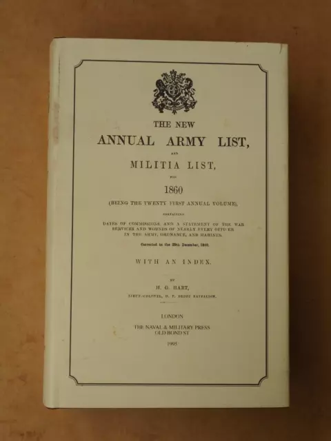 Harts Annual  Army List  1860  British Army re printed 1995 Hardback with D Jkt.