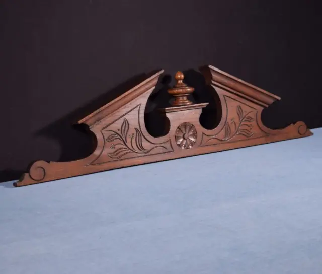 *34" Large French Antique Crest/Pediment/Crown in Solid Oak Wood Highly Carved 3