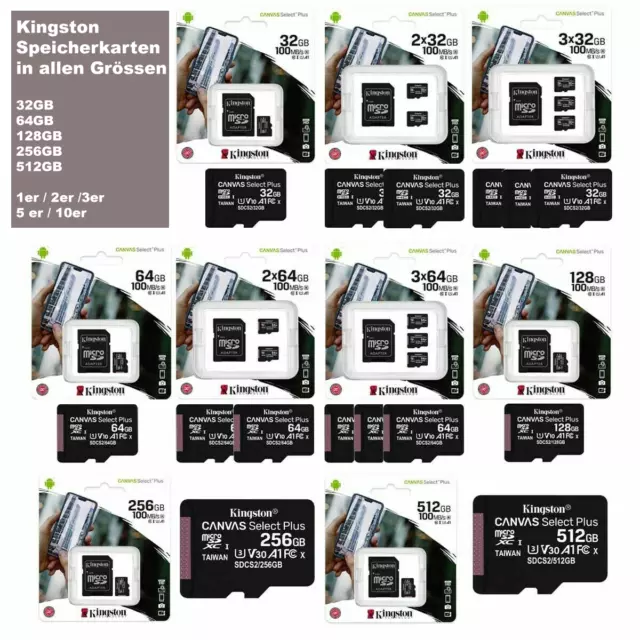 Speicher Karte Kingston Canvas Select Plus Micro SD 32GB 64GB 128GB 256GB 512GB