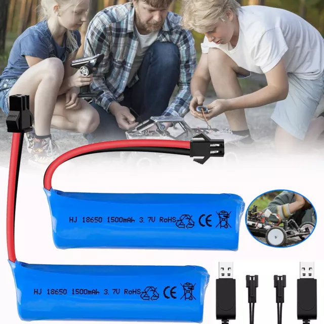 2 × 3,7V 1500mAh Li-ion Akku 15C batterie SM Stecker mit Ladegerät für RC Auto