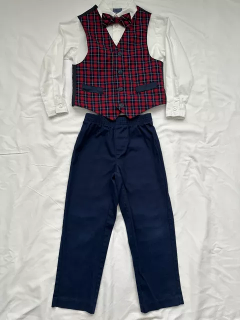 Nautica 4 Piece Set Boys Size 5 Vest Shirt Bow Tie Pants