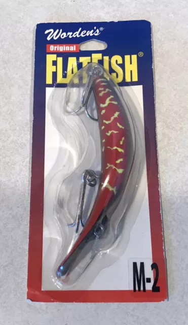 Worden’s Original M-2 Flatfish Red Black Chart Tiger 4.5” Lure Kwikfish Plug Usa