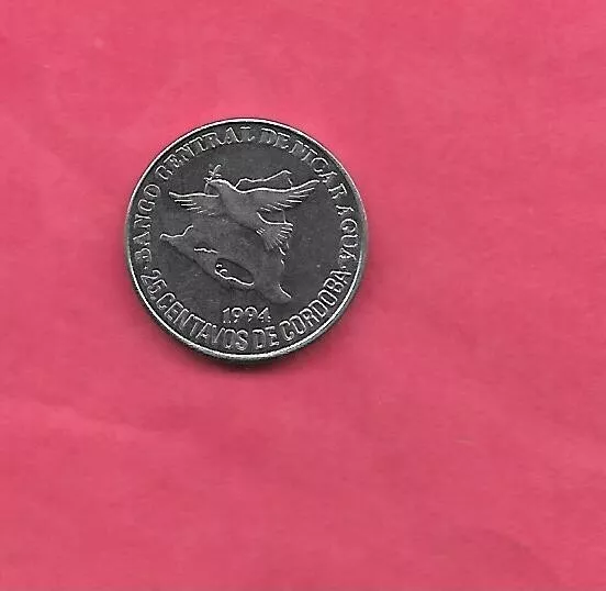 Nicaragua Km82 1994 Uncirculated-Unc Mint-Bu Old 25 Centavos Coin