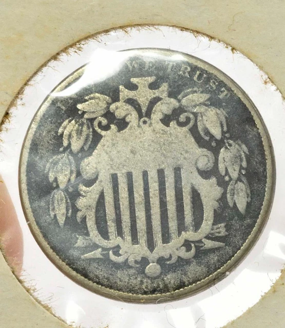 Raw 1867 Shield Nickel WITH Rays - DIFFICULT TO SEE THE DATE