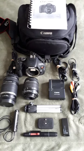 Canon EOS Rebel T3i 600D 18.0MP Digital Camera w/18-55 & 55-250mm Lenses BUNDLE