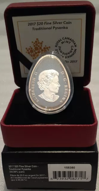 2017 pièce de 20 $ en argent pur en forme d'œuf traditionnel ukrainien Pysanka 1 oz 3