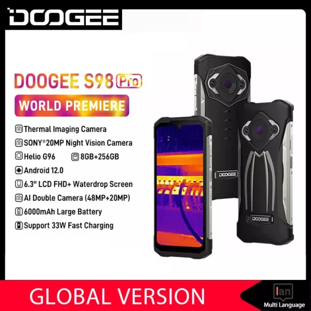 DOOGEE S98 Pro 6.3 8/256GB 16MP Night Vision 6000mAh Rugged Phone By FedEx