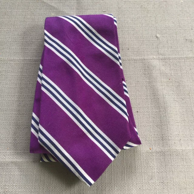 Brooks Brothers Makers Purple w/ Blue& Silver Stripes Silk Tie