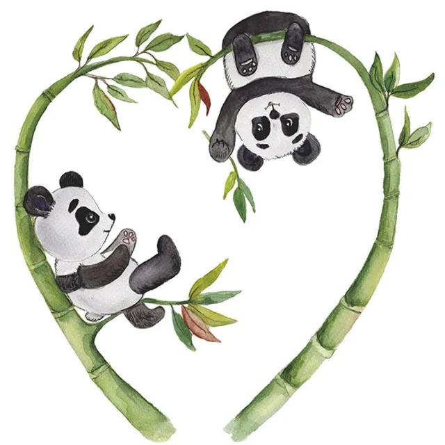 Adesivo da parete PVC cartone animato Panda Love fiori bambù bambini camera da letto portico casa