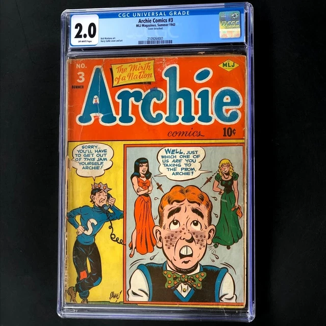 Archie Comics #3 (1943) 💥 CGC 2.0 OW 💥 Only 43 in Census Golden Age MLJ Comic