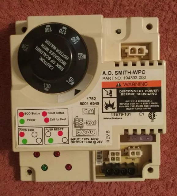 A.O. Smith-WPC Part No 194393-000 Water Heater Ignition Control Module