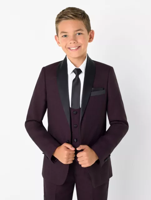 Brand New Boys Paisley of London Burgundy Six Piece Slim Fit tuxedo - 5 Years