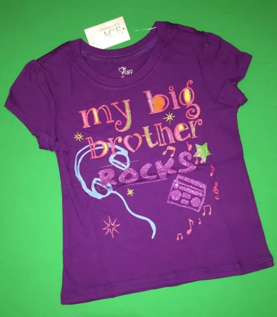 NEW "My Big Brother Rocks" Little Girls Sister Shirt 4T Sibling GIFT SS Cute TCP