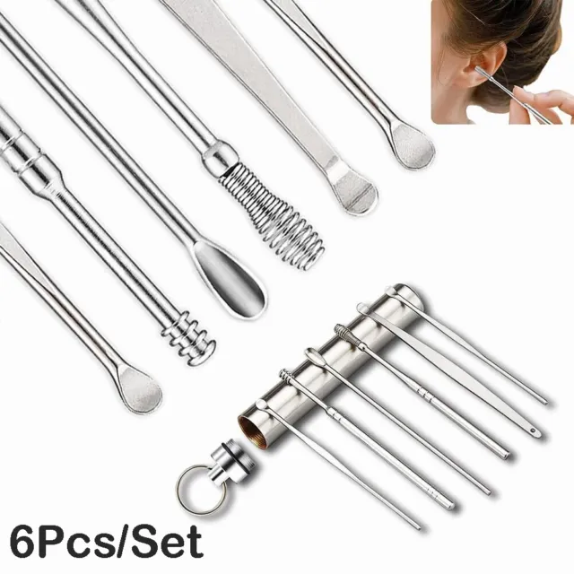 Ear Cleaning Kit 6PCS Curettes Earwax Removal Tool Massage Non-slip Handle